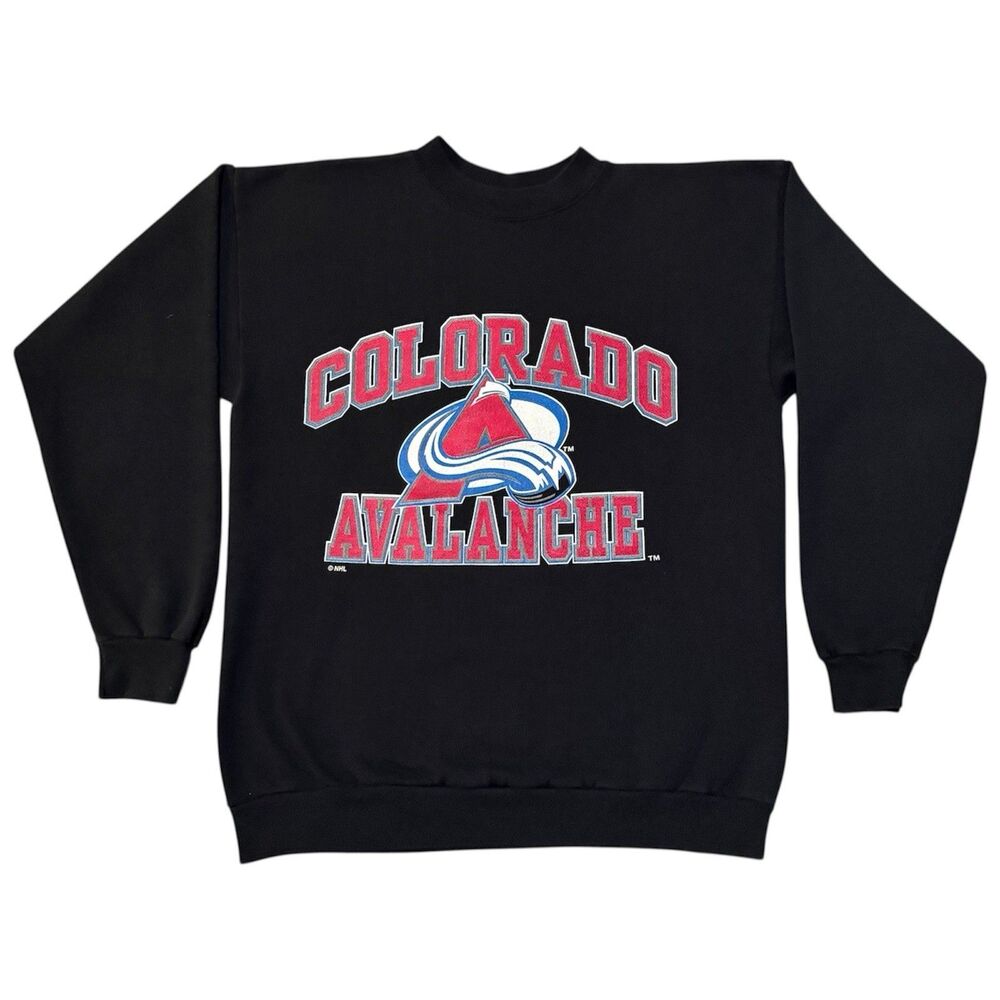 Vintage Colorado Avalanche NHL Crewneck Sweatshirt 90s Large Black Hockey USA